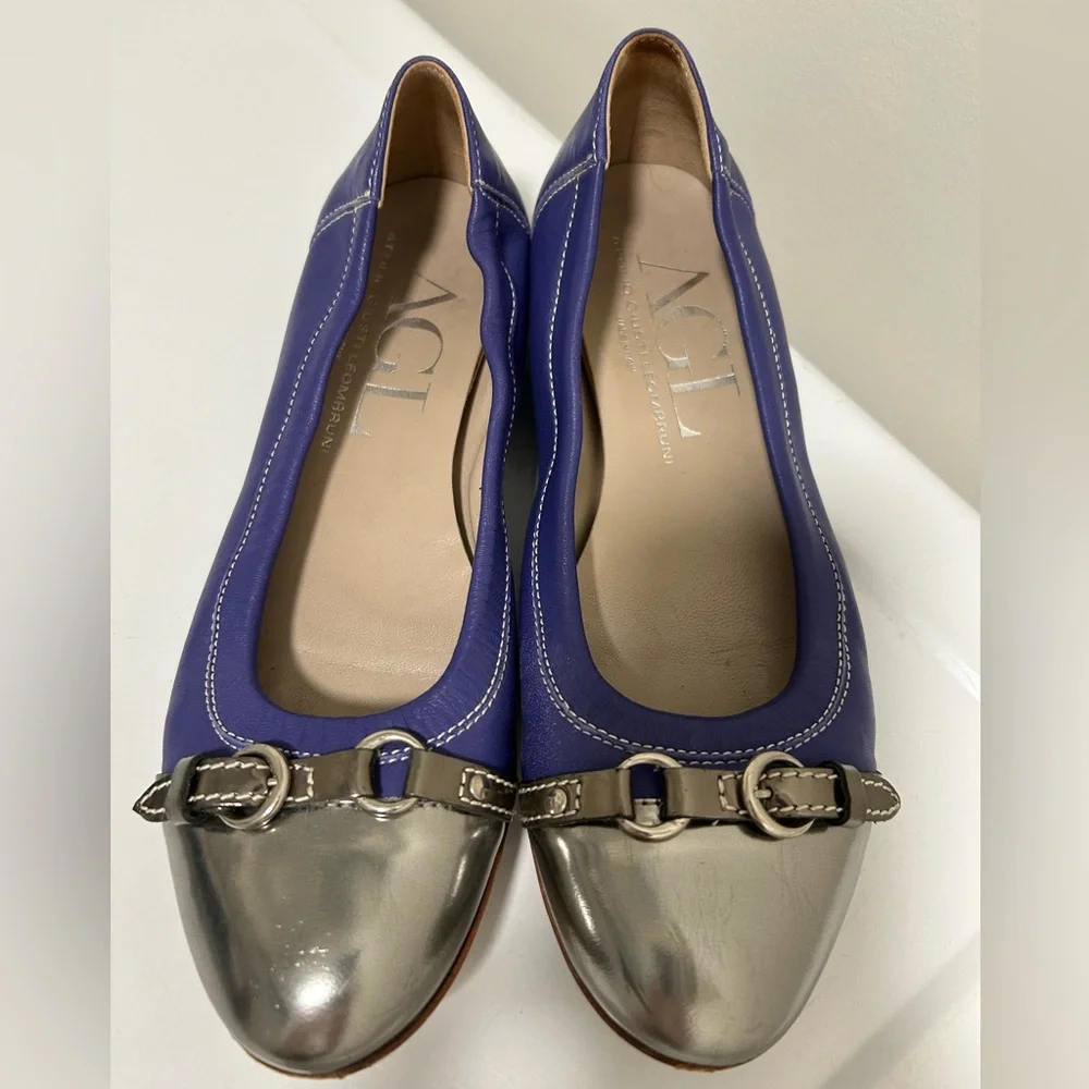 Attilio Giusti Leombruni Ballet Flats Purple Silver Size 8 - Picture 2 of 15